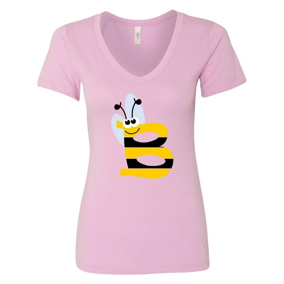 Inktastic Cute Bee Initial B Women's V-Neck T-Shirt