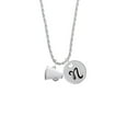 thumbnail image 2 of Delight Jewelry Silvertone Small White Megaphone Silvertone Script Initial Disc - N - Charm Necklace, 20"+3", 2 of 4