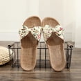 thumbnail image 4 of OAVQHLG3B Women Female Bohemia Bowknot Flax Linen Flip Flops Beach Shoes Sandals Slipper, 4 of 9