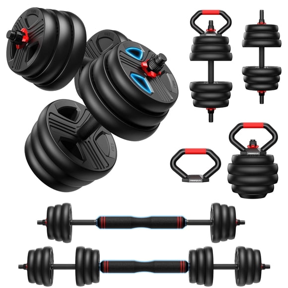 Set de Mancuernas Ajustables FITPLAM 4 en 1 de 20 kg Negro
