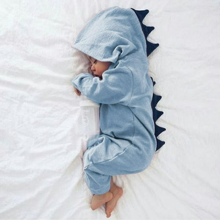 

Newborn Infant Baby Boys Girls Dinosaur Hooded Romper Jumpsuit Pajamas Nightwear