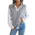 thumbnail image 3 of QAFOPEH Women V Neck Sleeveless Waistcoat Solid Color Ribbed Knitwear Vest, 3 of 7