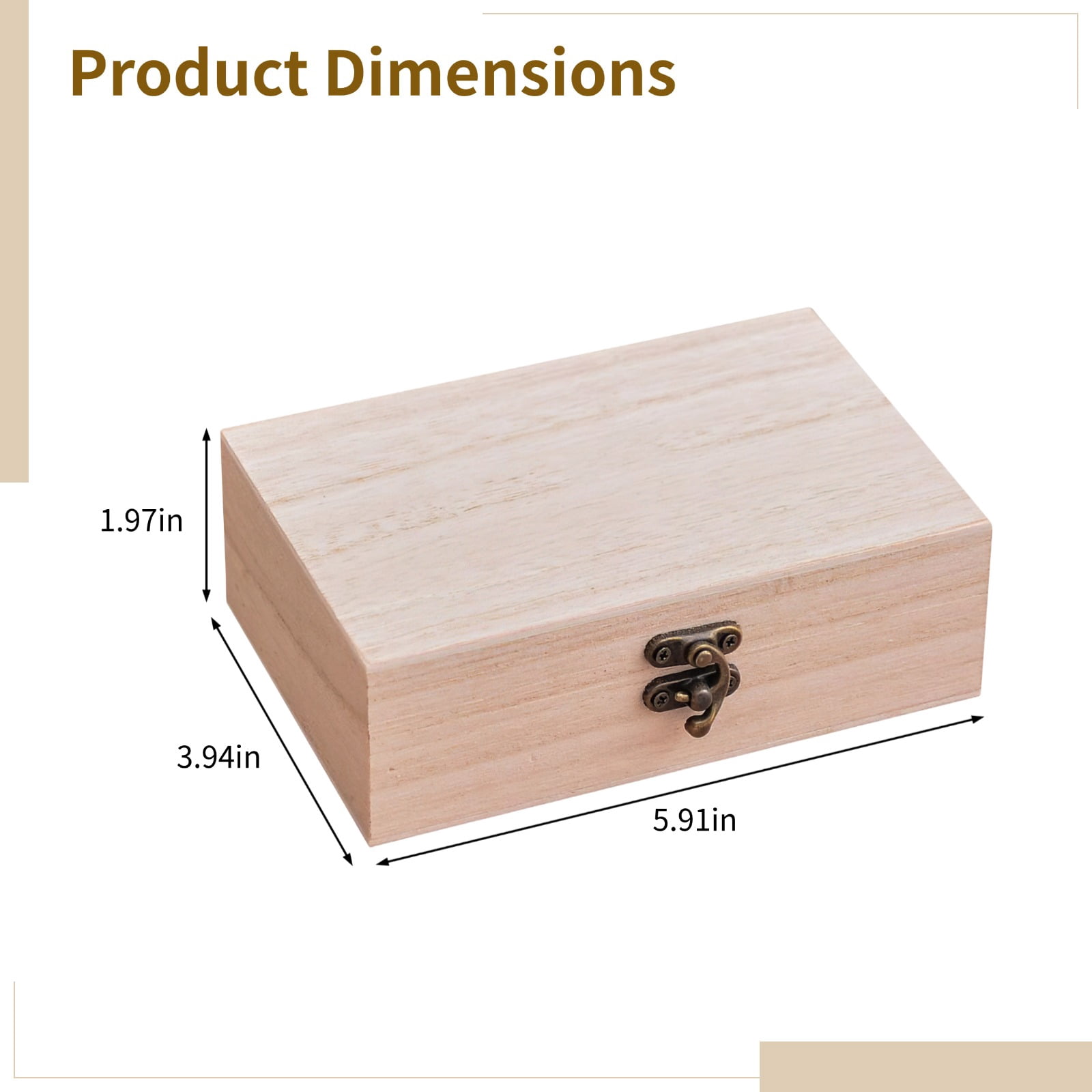 24 Pcs Vintage Wooden Boxes with Metal Lock, 6 x 4 x 2 Inches, Unfinished Pinewood for DIY, Craft Storage, Jewelry, Gift Boxes, Small Item Organizers