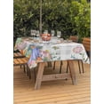 thumbnail image 2 of Outdoor Tablecloth with Umbrella Hole and Zipper, Easter Rectangle Table Cloth 60x102 Inch Waterproof Tablecloth, Spring Grey Bunny Botanical Eggs Leaves Lattice Picnic Table Cover for Patio Camping, 2 of 7