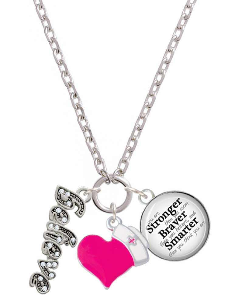 Delight Jewelry Silvertone Crystal Script ''Believe'' - Hot Pink Heart ...