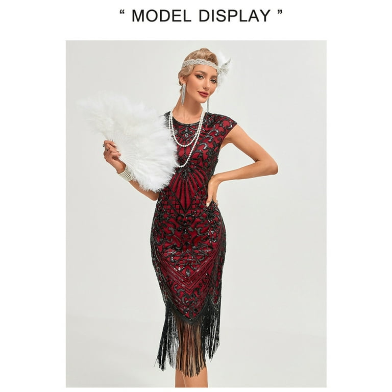 white christmas dresses Women Mermaid 30s 1920s Flapper Gatsby Gown Cocktail Dress Party Long  Wedding Evening Formal Dress Angel-Fashion Wear Gowns main image 1