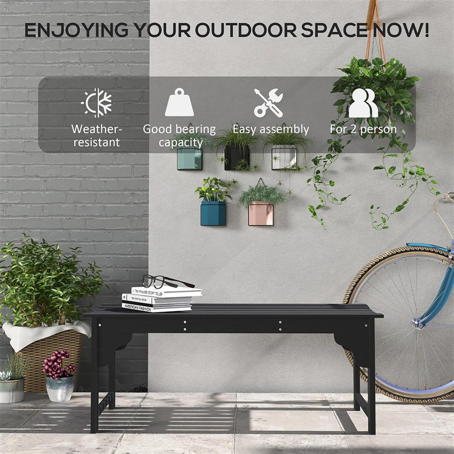 Demi Bonn 2-Person Patio Garden Bench Wooden Curved Seat Bench, Outdoor Benches Furniture with Slatted Seat for Backyard, Park, Lawn, Yard, Black