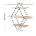 thumbnail image 2 of Geometric Floating Shelves, AGSIVO Rustic Wood Geometric Wall Shelf, 3 Tier Diamond Metal Storage Shelves for Bedroom, Bathroom, Living Room, Kitchen, Office, Black and Brown, 2 of 7