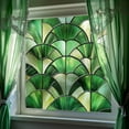 thumbnail image 5 of Wall Window Film for Privacy and Style – 50cm Green Fan Shaped Art Glass Cling for Windows Doors Bathrooms and Kitchens Static Decal, 5 of 5