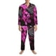 thumbnail image 3 of Fotbe Pink Blossoms Butterfly Pijama de Hombre con Estampado de Manga Larga, Conjunto de 2 Piezas, Ropa de Dormir Suave y Cómoda con Bolsillos-Small, 3 of 7