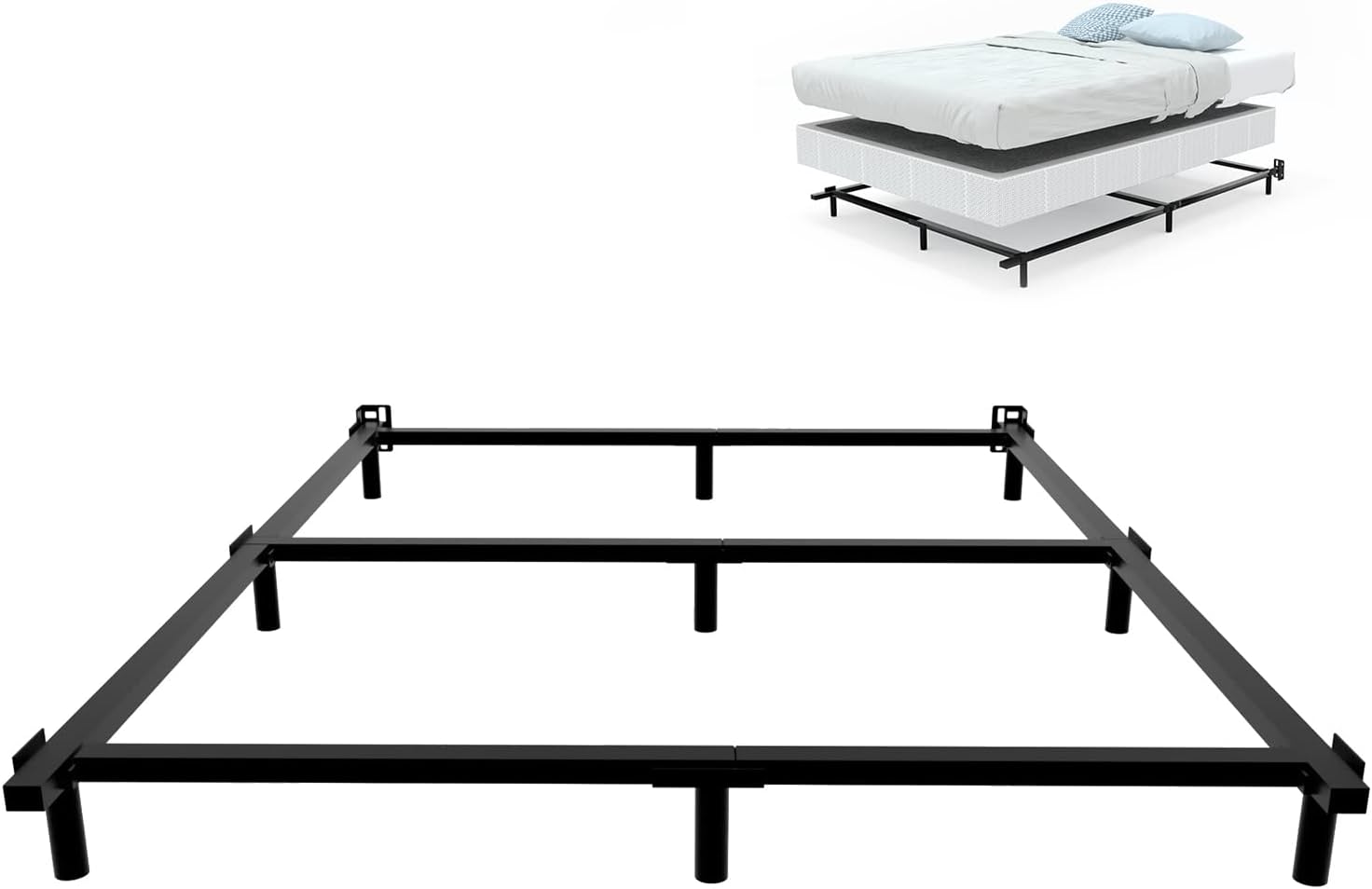 AMOBRO Bed Frame Queen Size Easy Assembly Metal Queen Bed Frame for Boxspring and Mattress 7