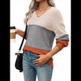 thumbnail image 2 of Suéter Informal de Larga con Cuello en V, Tejido Acanalado y Crochet Ligero para Mujer (Otoño 2025) Gris XXL, 2 of 7