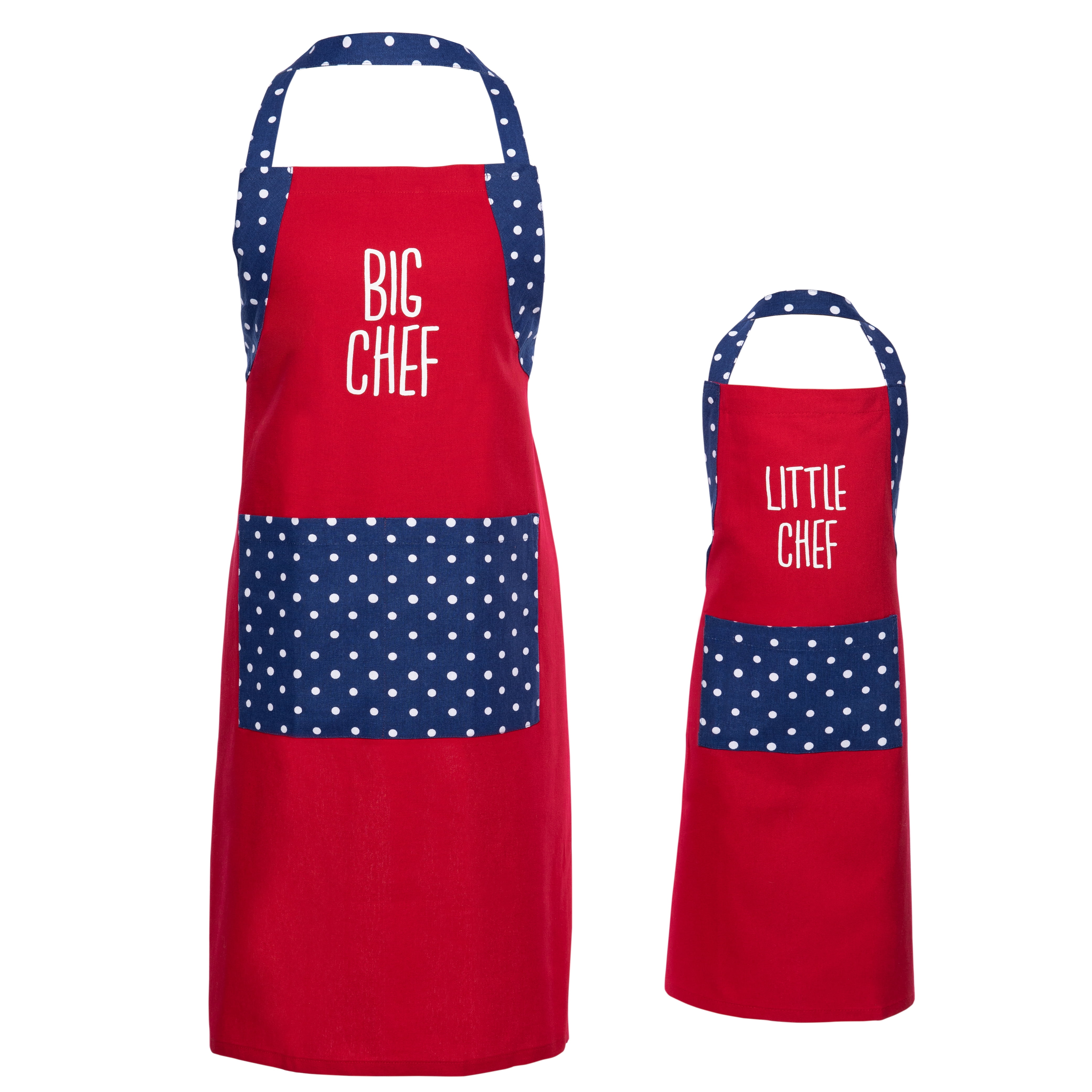Mainstays Cotton Mommy and Me Apron Set with Pockets, Big Chef Little Chef