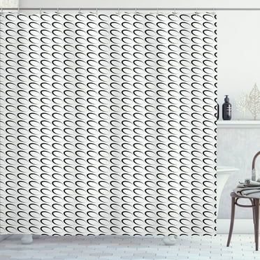 Ambesonne Black and White Shower Curtain, Slanted Ovals, 69"Wx75"L, Black and White