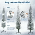 thumbnail image 4 of JoanKaren 7.5ft Pre-Lit Snow Flocked Artificial Slim Pencil Christmas Tree with 220 LED Lights, 4 of 9