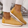 thumbnail image 1 of Commforr Chaussures de Course pour Femmes, Espadrilles en Maille à Strass pour Femmes, Respirantes, Légères, à Enfiler, Chaussures de Sport avec Semelle Coussinée pour la Marche, la Course, Décontractées et pour les Fêtes, Jaune Terreux, 6, 1 of 6