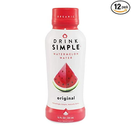 Drink Simple Watermelon Water – Organic, Non-GMO, Gluten Free, Plant-Based Vegan Natural Hydration – Coconut Water Alternative – 12 Fluid Ounce (Pack of