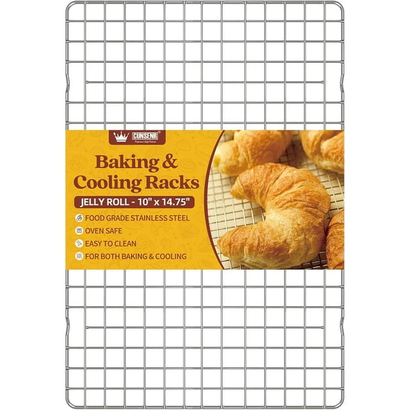 Cooling Rack for Baking and Cooking - 10" x 14.75" Stainless Steel Wire Rack - Heavy Duty Cooling Rack for Oven- Perfect for Jelly Roll Sheet & Cookie Pan, Roasting, Dishwasher Safe(2 Pack)