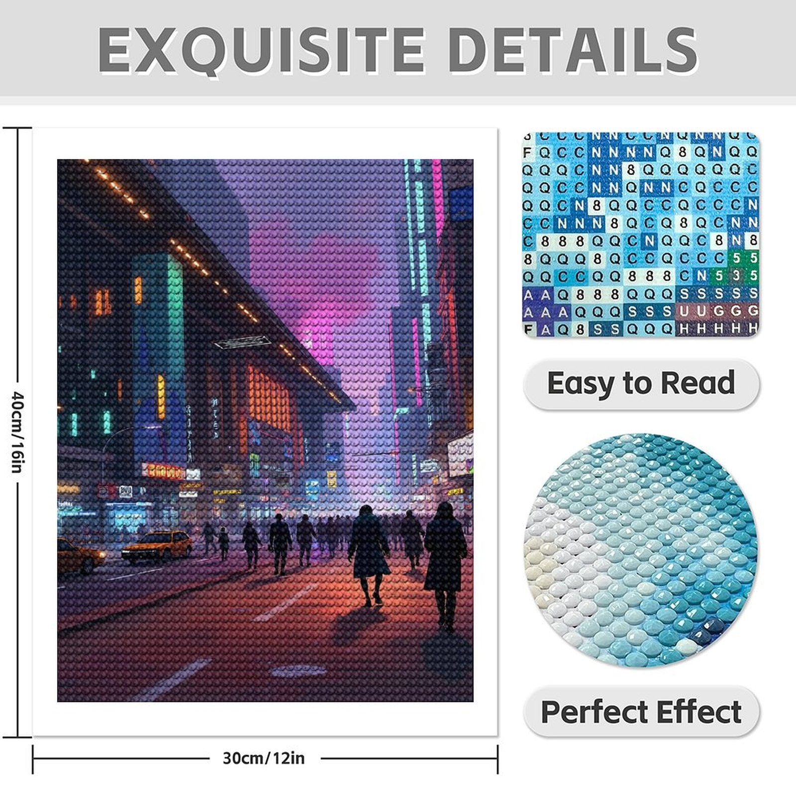 Diamond Art Kits for Adults - Cyberpunk Cityscape Print No.13 5D Frameless Dimond Painting Kit for Adults Beginner, Round Diamond Kits for Home Wall Decor, Gift for Women