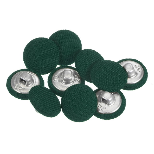 Unique Bargains 10 Pcs Boutons Recouverts de Tissu 24L, Tige Ronde en Métal 15 mm, Boutons de Couture pour Complets, Robes, Chemisiers, Vert Armée