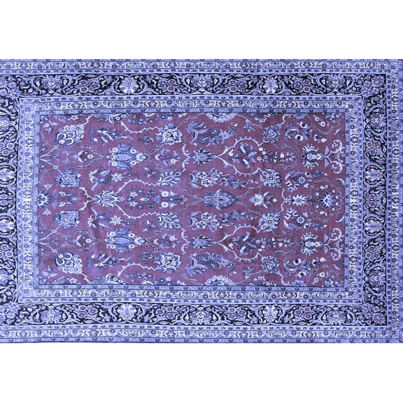 Ahgly Company Machine Washable Indoor Rectangle Persian Blue Traditional Area Rugs, 7' x 9'