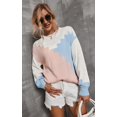 thumbnail image 2 of Women Sweaters-Oversized Chunky Knit Color Block Drop Shoulder Batwing Sleeve Pullover Sweater Tops, 2 of 7