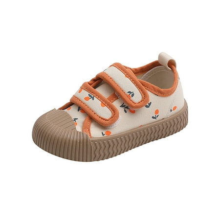 

Colisha Children Canvas Sneaker Comfort Skate Shoe Floral Flats Casual Flat Walking Shoes Magic Tape Sneakers Orange 7C
