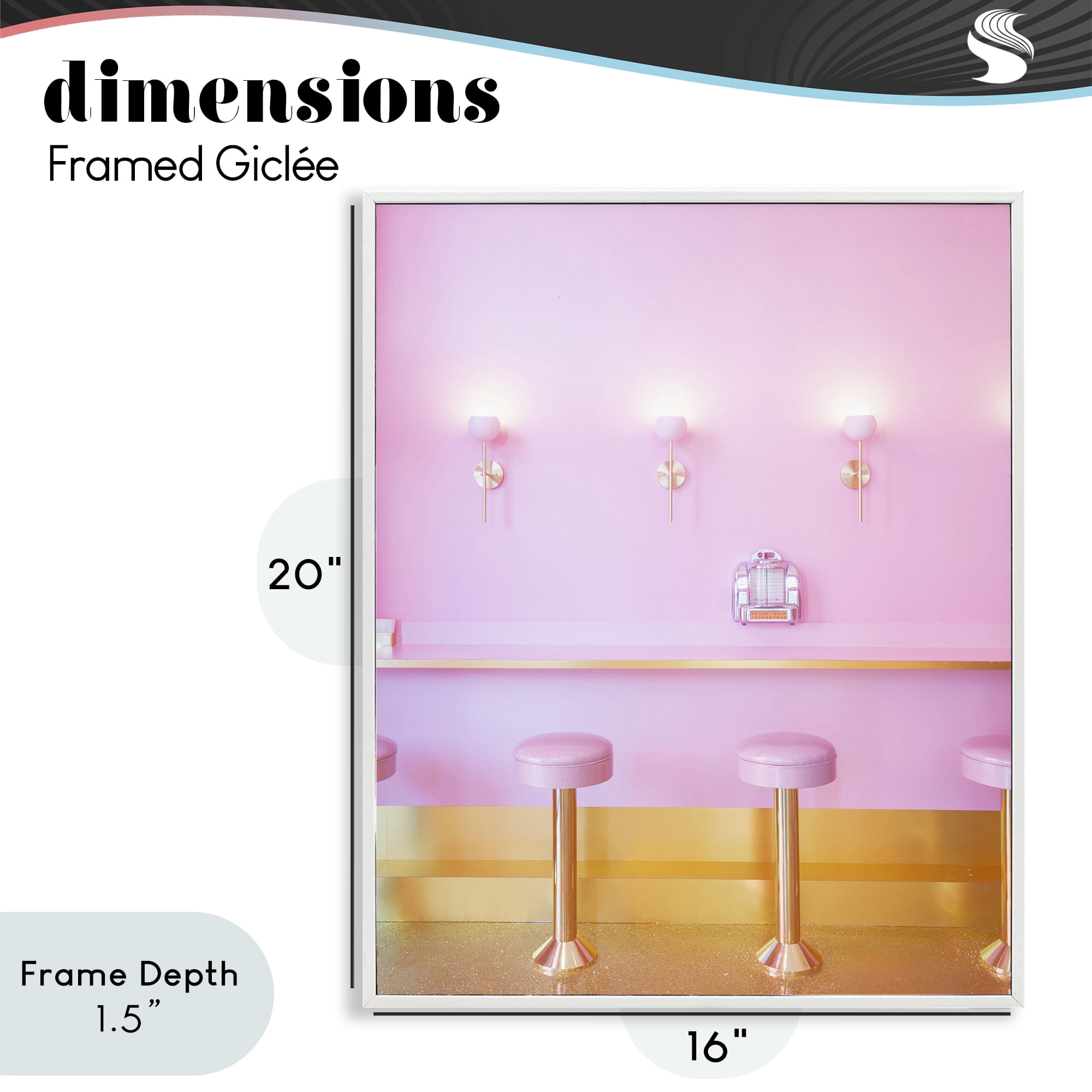 Stupell Industries Pink Retro Dessert Parlor White Framed Giclee Art, design by LISH Creative