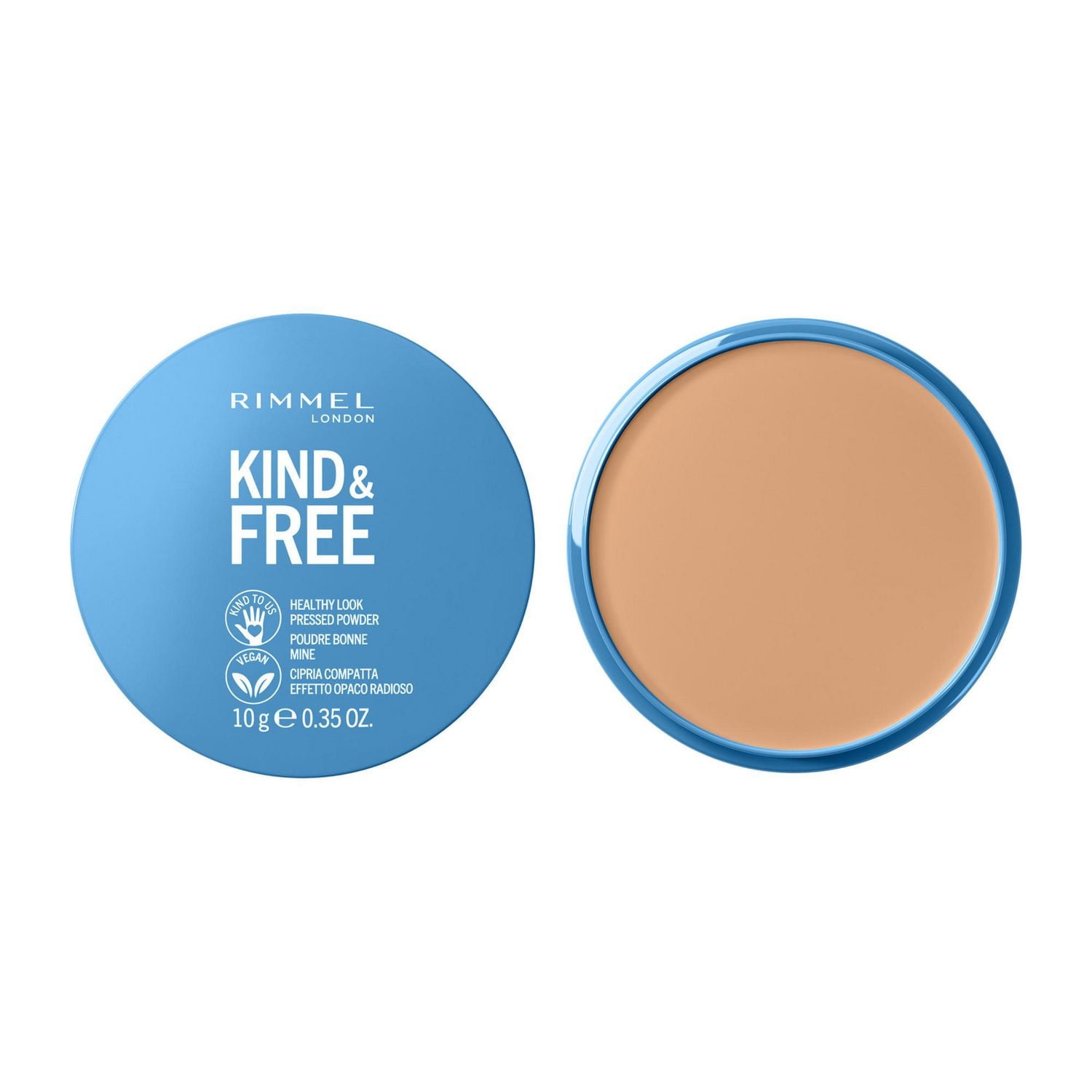 Rimmel Poudre Pressée Kind & Free™ - Fond de teint en poudre léger et sans talc, à l'aloe vera et au tapioca, 100% Végétalien & Sans Cruauté Poudre Pressée Végétalienne