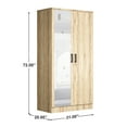 thumbnail image 6 of Better Home Products Harmony Two Door Armoire Wardrobe w / Mirror in Natural Oak, 6 of 6