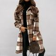 thumbnail image 1 of Womens Fall Clothes Long Sleeve Plaid Print Button Open Front Long Cardigan Outerwear, 1 of 5