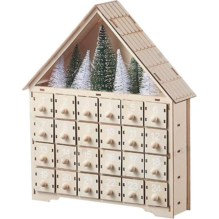 Christmas Advent Calendar 24 Days Countdown Decoration Reusable Detachable Wooden Tabletop Christmas Decoration（A）