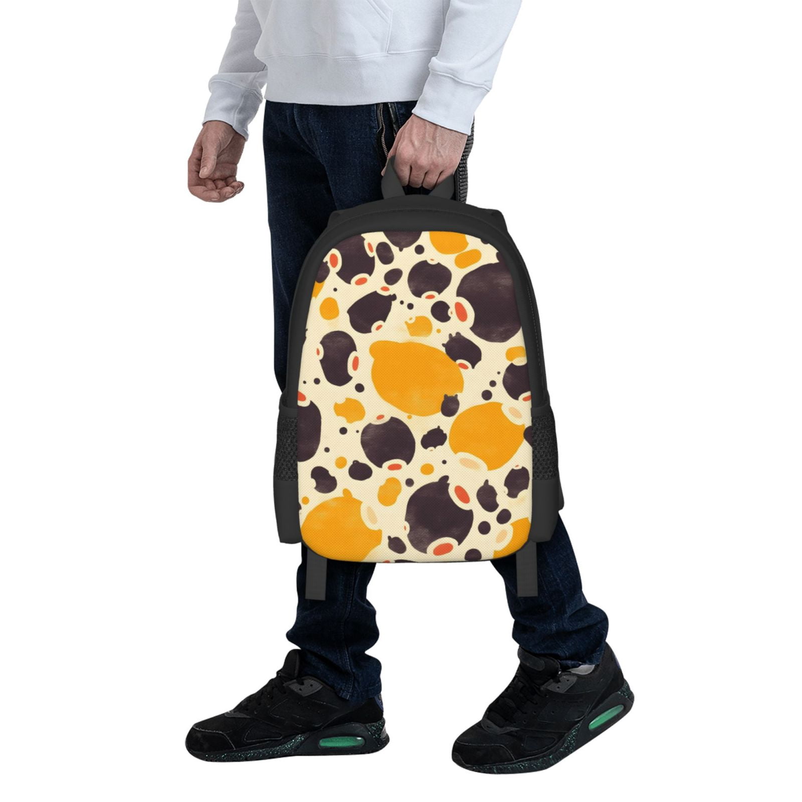 Large Capacity Backpack 16.5×12.5×5.5in Widened Shoulder Strap Design Main Bag Large Top Handle Belt Adjustable Shoulder Strap Milk Cow Print Style Sienna_3