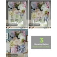 thumbnail image 4 of White Pink Flower Cluster Window Curtain for Living Room Bedroom Balcony Cafe Kitchen Tie-up Roman Curtain, 4 of 6