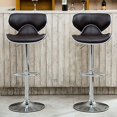 thumbnail image 3 of Roundhill Furniture Masaccio Rembourrage en Similicuir Rembourrage Airlift Tabouret Pivotant Réglable avec Base Chromée, Lot de 2, Marron, 3 of 5