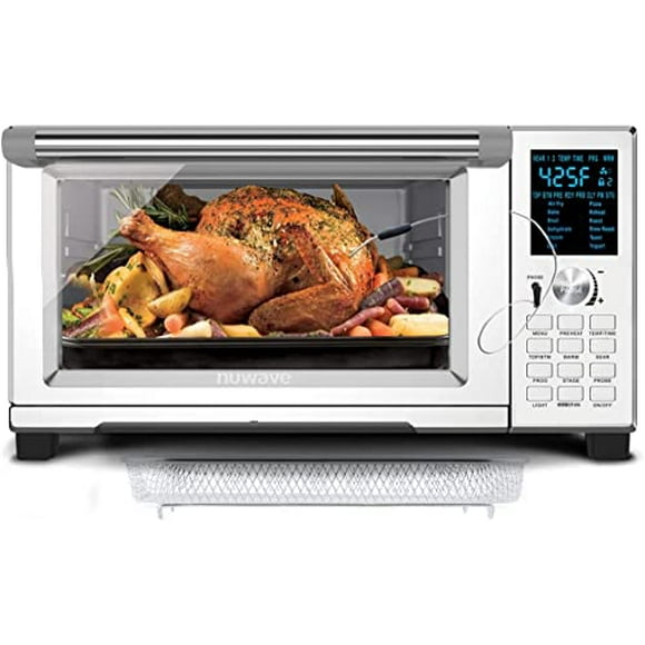 NUWAVE BRAVO XL 30-Quart Convection Oven with Crisping and Flavor Infusion Technology with Integrated Digital Temperature Prove; 12 Programmed Presets; 3 Fan Speeds; 5-Quartz Heating Element