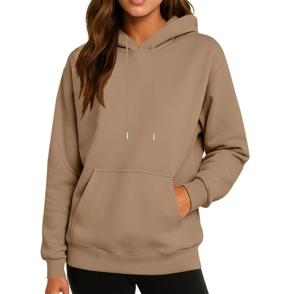 Women'S Casual Hoodie, Lightweight Long Sleeve Pullover With Kangaroo Pocket, Printed Relaxed Fit Sweatshirt For Everyday Fall Fashion Wrm 3/4 Zip Pullover Sweater (L, Camel) ZMTing