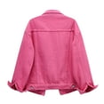 thumbnail image 2 of YDFCWXW Womens Denim Jackets Distressed Ripped Long Sleeve Jean Jacket Coats for Fall and Winter Hot Pink, 4XL, 2 of 8