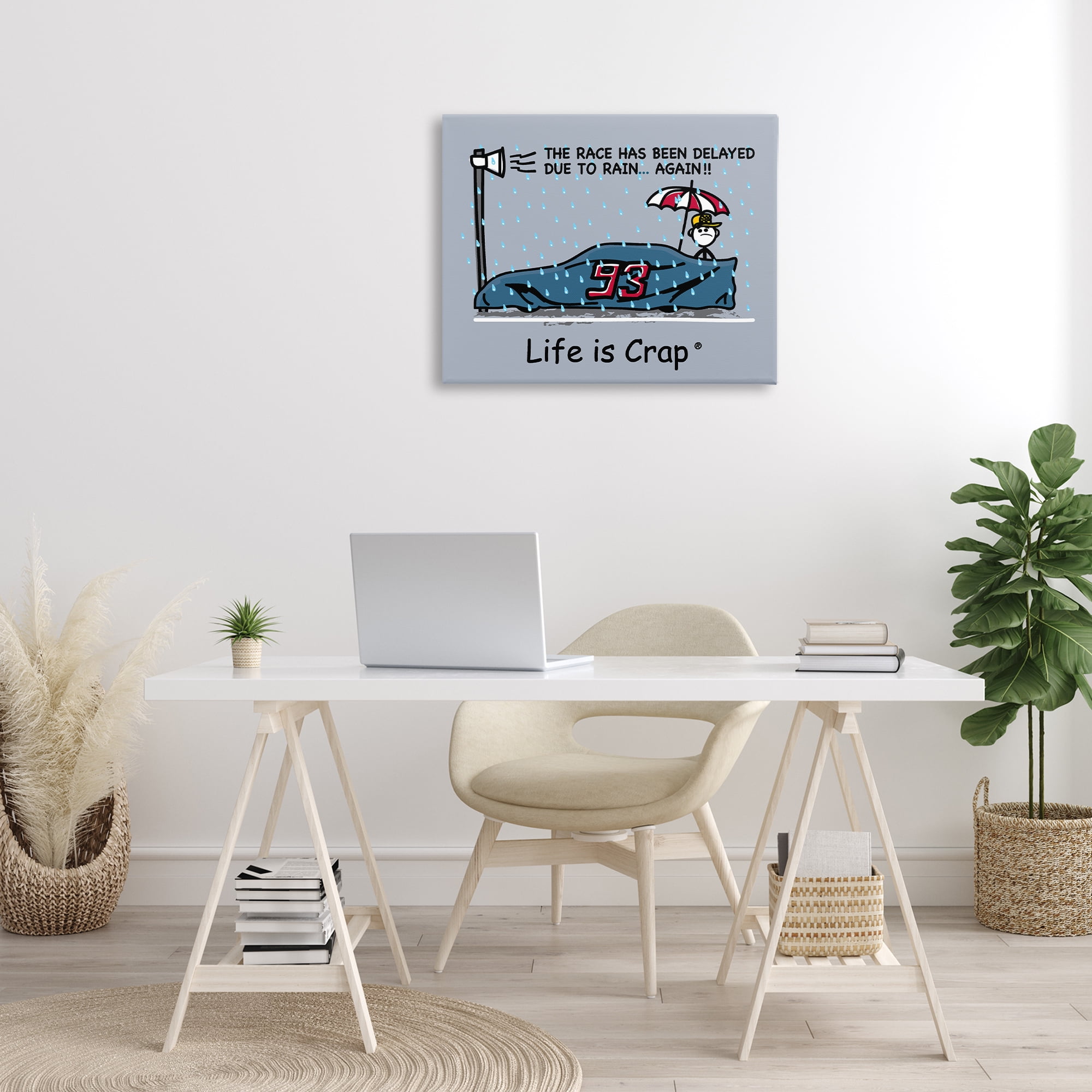 Stupell Industries Rain Delayed Race Novelty & Humor Painting Wrapped Canvas Art Print Wall Art, 30 x 24