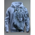 thumbnail image 2 of Nueva sudadera con capucha con estampado 3D de león gráfico para hombre, sudadera con capucha de manga larga, sudadera con capucha con bolsillo frontal y estampado de primavera, 2 of 5