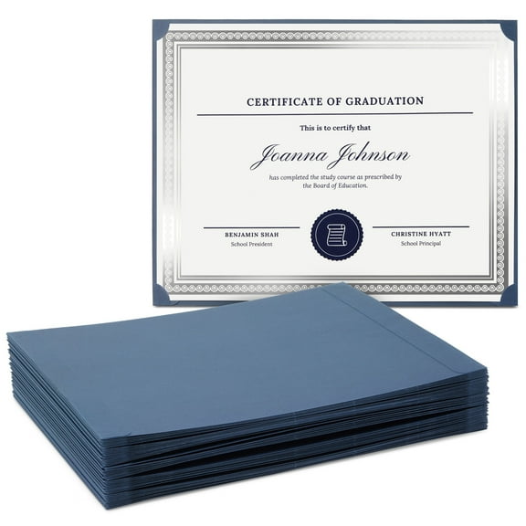 Sustainable Greetings Certificate Holders, Single Sided, 48-Pack, Navy Blue, Fits 8.5x11 in
