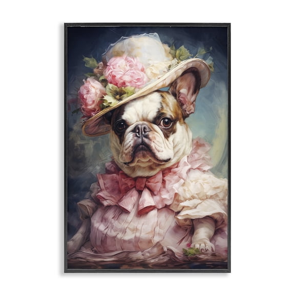Stupell Industries Elegant Lady French Bulldog Black Framed Giclee Art design by Wumples, 18 x 12