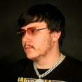 thumbnail image 3 of Light Pink Rose Gold Gradient Tint Rectangular Gold Frame Men's Women's Rimless Sunglasses, 3 of 6