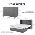 thumbnail image 6 of ZAFLY Murphy Bed Cabinet with USB Charging Station, Murphy Cube Cabinet Chest Bed with Drawer & Folding Mattress, Queen Size Bed for Living Room/Bedroom/Studio - Grey, 6 of 8