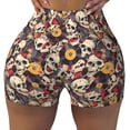thumbnail image 2 of Rateoe rock Skull record artist Printed Power Workout Shorts for Women Tummy Control Squat Proof Ribbed Thick Seamless Scrunch Active Short-Small, 2 of 8
