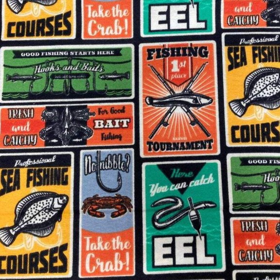 Handmade Valance, Curtain Panel, or Pillow Cover Fishing Flannel