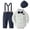 Dark Blue, variant on Baby Boy Clothes Set Infant Tuxedo Long Sleeve Gentleman Suit Outfits Beret Hat Suspender Pants Bowtie Suits for Boys