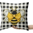 thumbnail image 3 of Yellow Bumble Bee Pillow Covers 18x18 Set of 2 Black White Buffalo Plaid Pillow Covers Summer Spring Themed Decorative Cushion Cases Home Decor for Couch Bed Holiday, 3 of 5