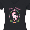 thumbnail image 4 of Inktastic You are Magical Pink and White Unicorn with Flowers Women's V-Neck T-Shirt, 4 of 5