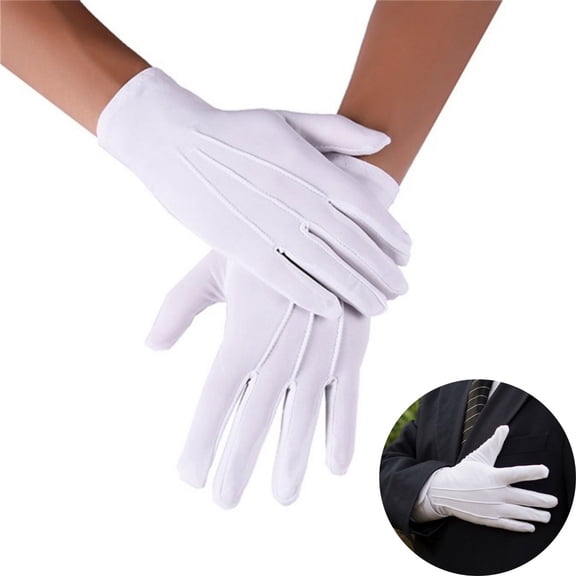 White Uniform Gloves, Cotton Gloves for Men for Wedding Formal Tuxedo Party, Coin Jewelry Inspection Gloves, Men Uniform Gloves for Police Server Funeral Tuxedo Guard